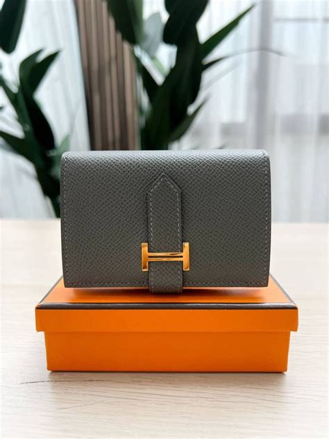 hermes epsom mini bearn wallet etain|Hermès Mini Gris Meyer Epsom Béarn Wallet.